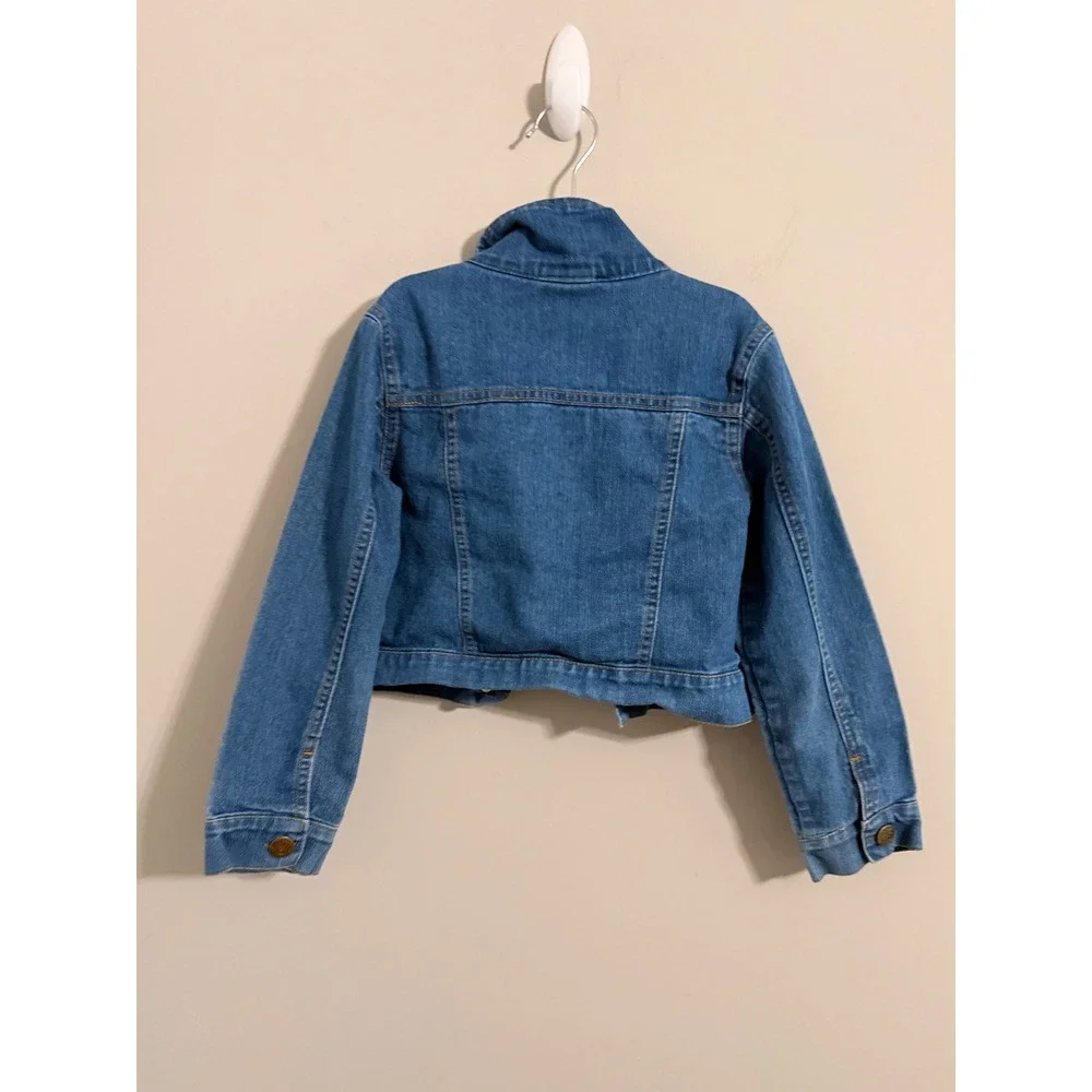 Hello Kitty Denim Jacket Girls‎ XS 4/5 Blue Cropped Sanrio Camp 76 SJ3173
